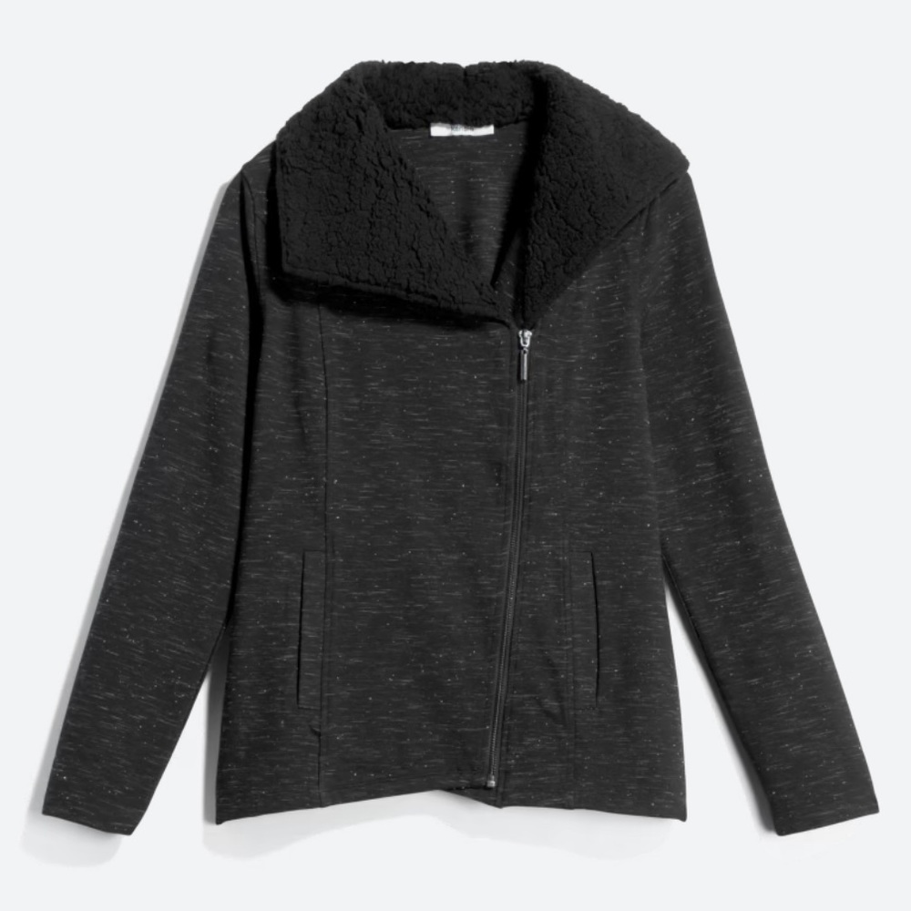 Shailene Shearling Collar Knit Jacket by Kensie
